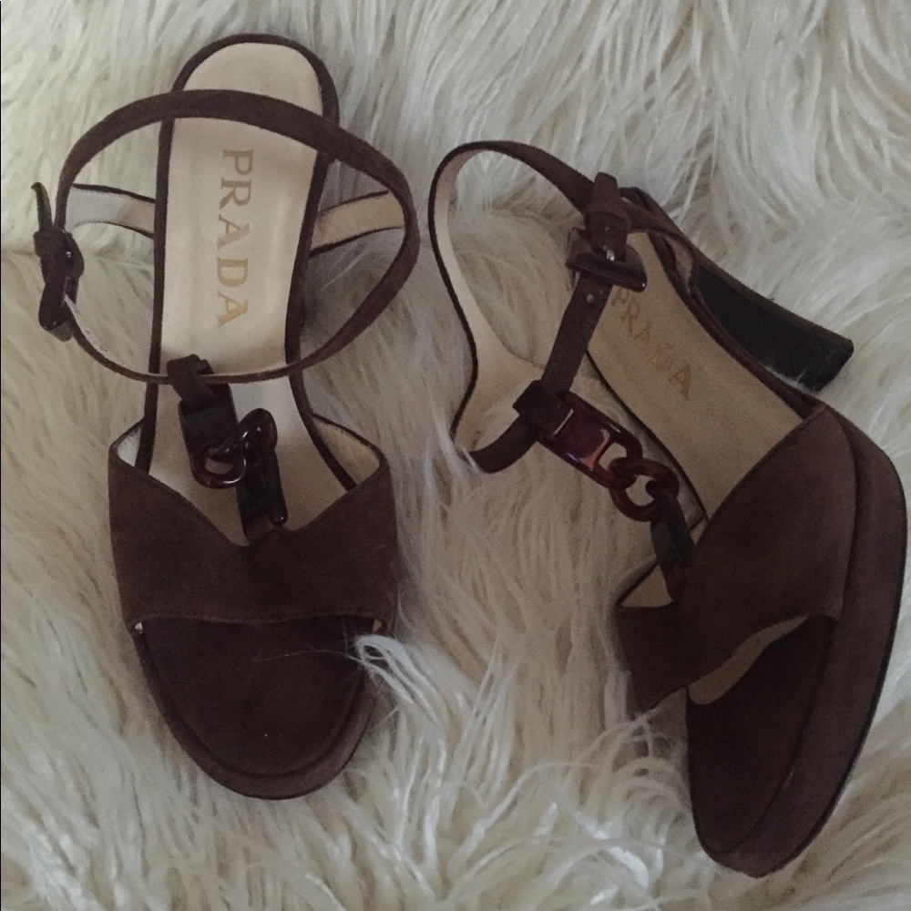 Prada Brown Platform Sandals.  Size 38